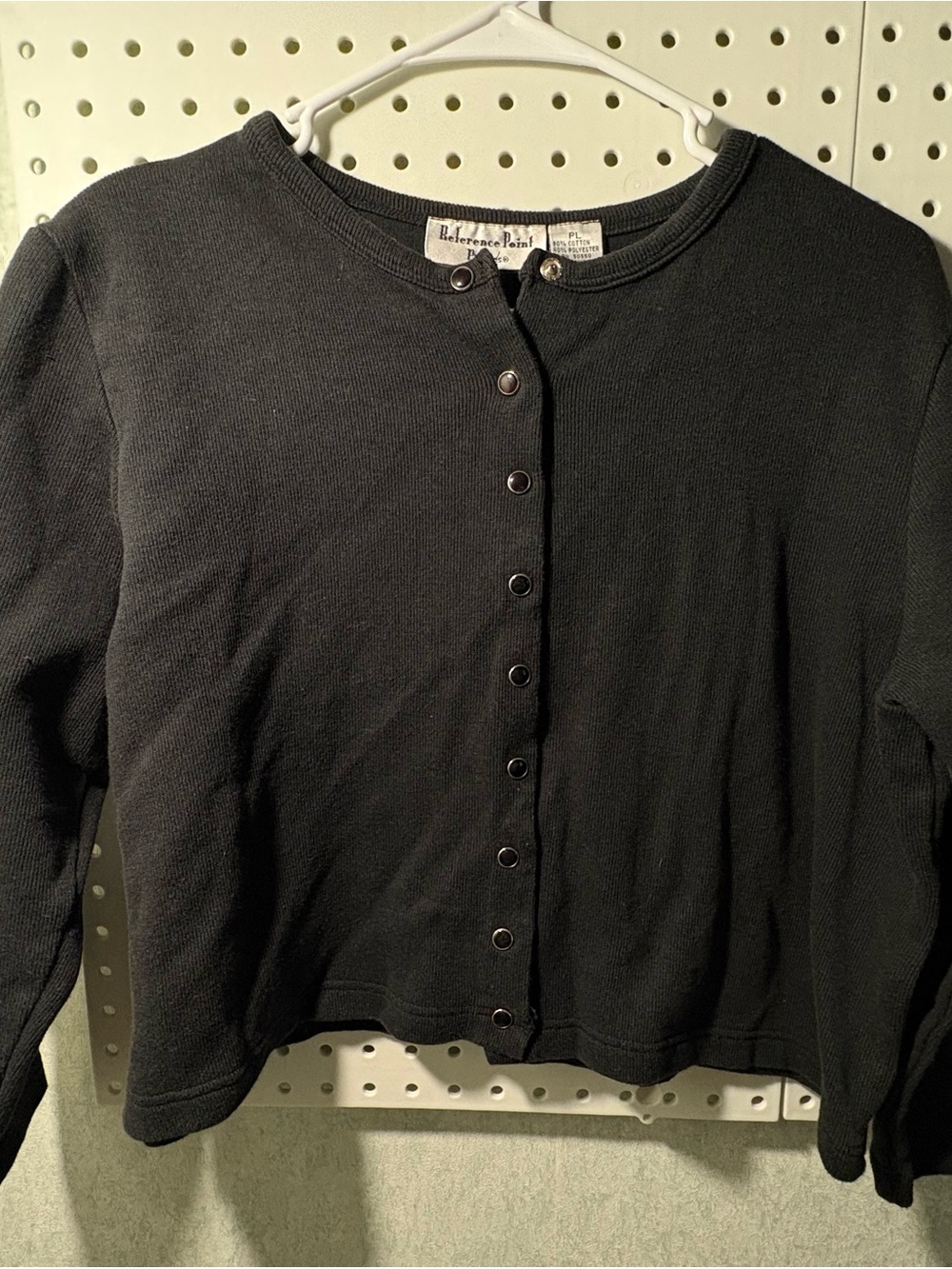 Classic Black Snap-Front Cardigan Sweater